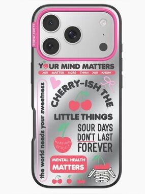 PopSocket Pink Cherry Mental Health Phone iPhone 17 Pro Max Case